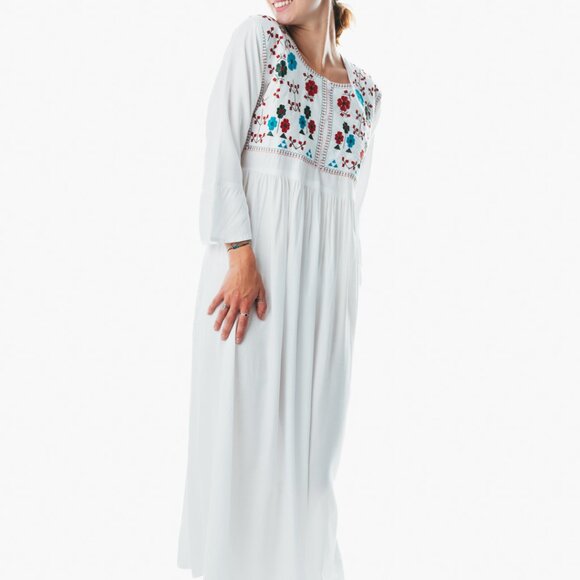 Women's Floral Maxi Dress Summer Beach Sleeve Long Boho Sundress casual white - Picture 1 of 4